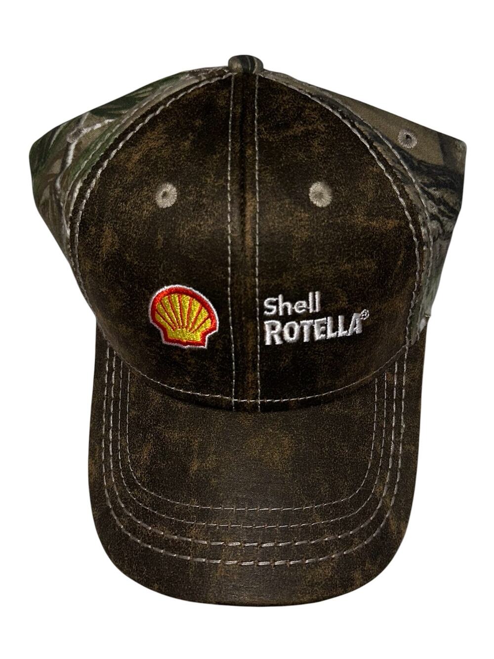 NEW Shell Rotella RealTree Camo Distressed Faux Leather Cap America Baseball Cap